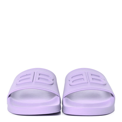 Balenciaga Rubber BB Womens Pool Slide Sandals 38 Lilac 2 of 9
