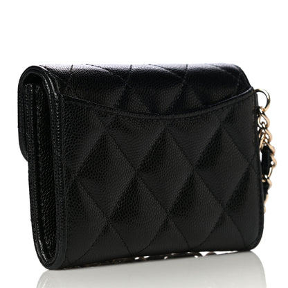 Chanel Caviar Quilted Flap Card Holder Chain Wristlet Black 3 of 12
