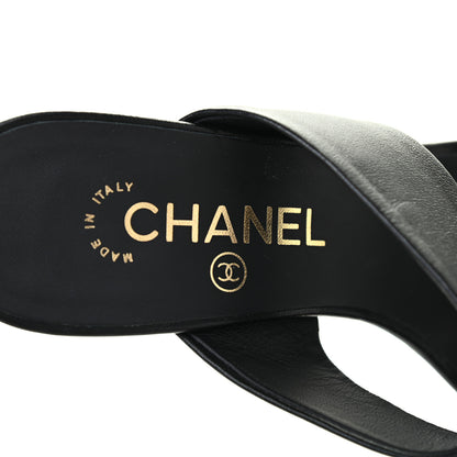 Chanel Lambskin Pearl Sandal Mules 37 Black 6 of 8