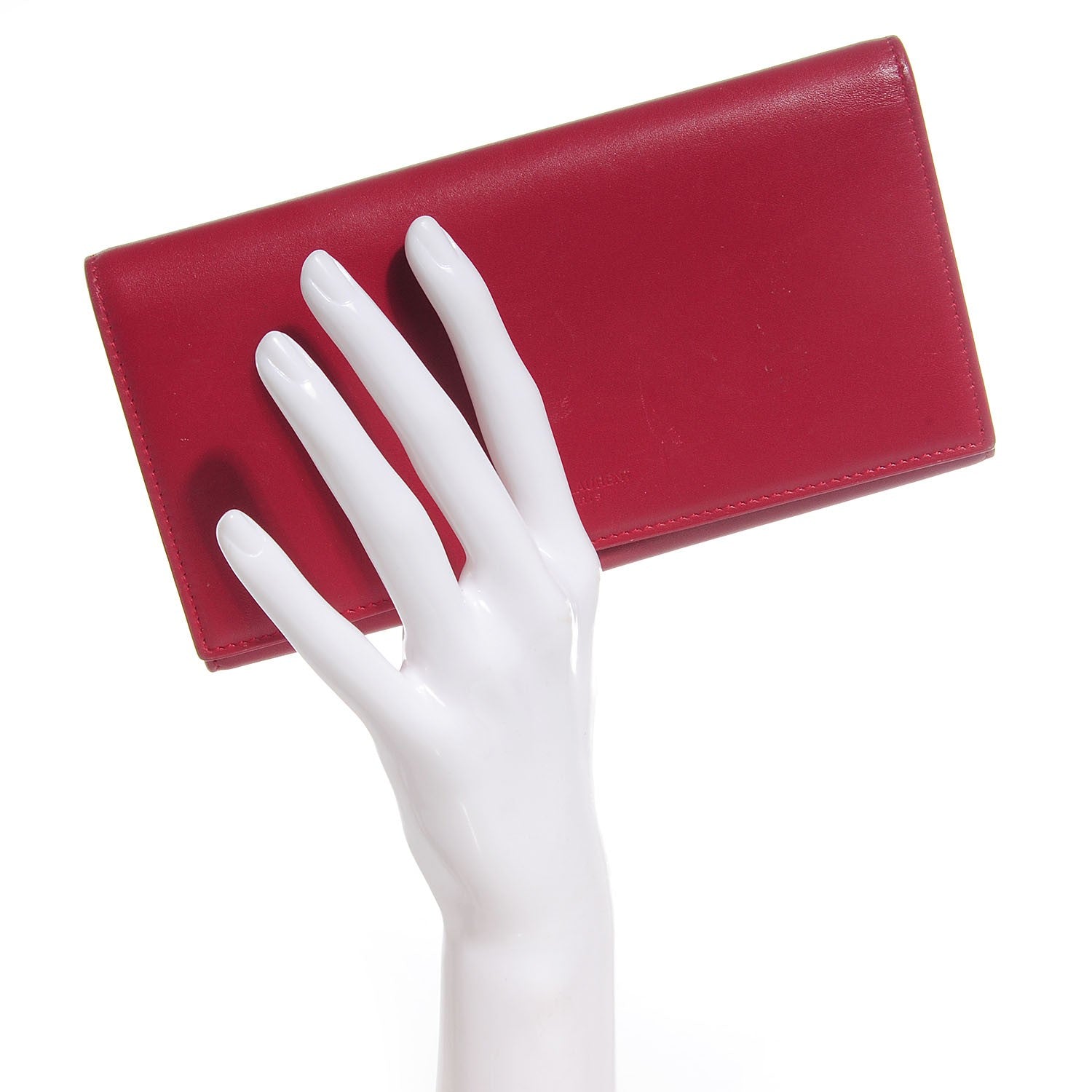 Saint Laurent Leather Classic Large Marquage Flap Wallet Red 2 of 8