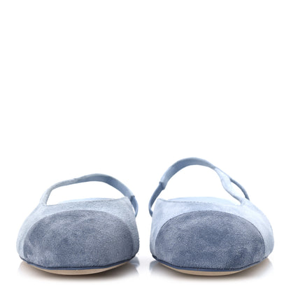 Chanel Suede Cap Toe CC Coco Slingback Pumps 36 Light Blue 3 of 11
