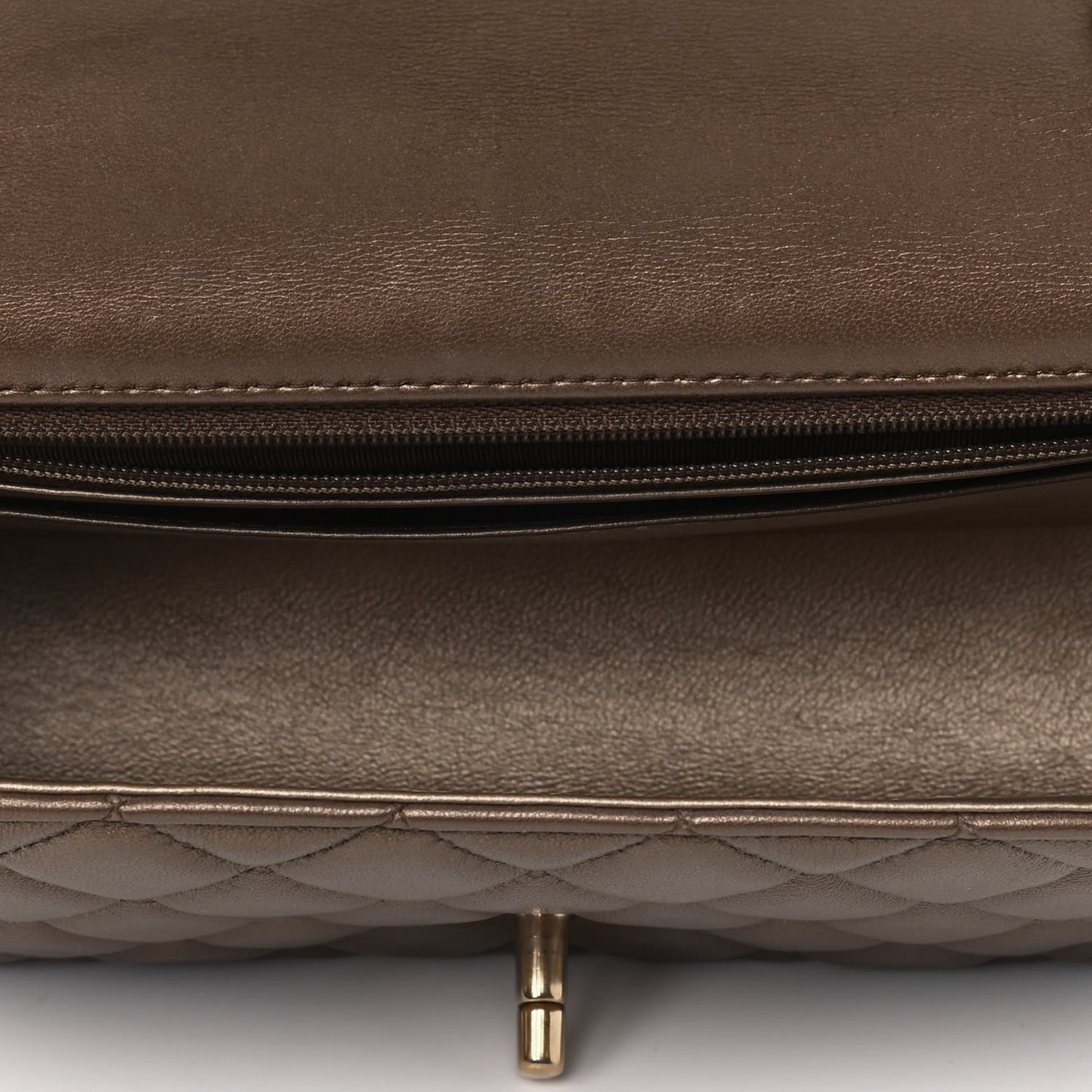 Metallic Lambskin Quilted Mini Rectangular Flap Gold