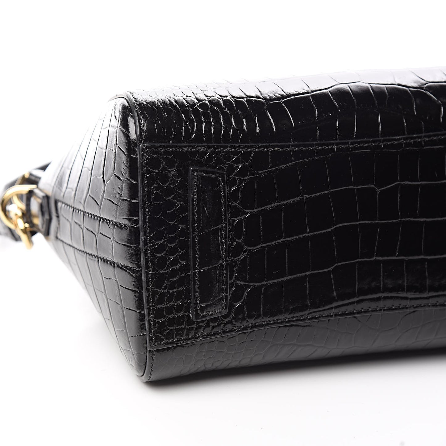 Calfskin Crocodile Embossed Mini Antigona Black