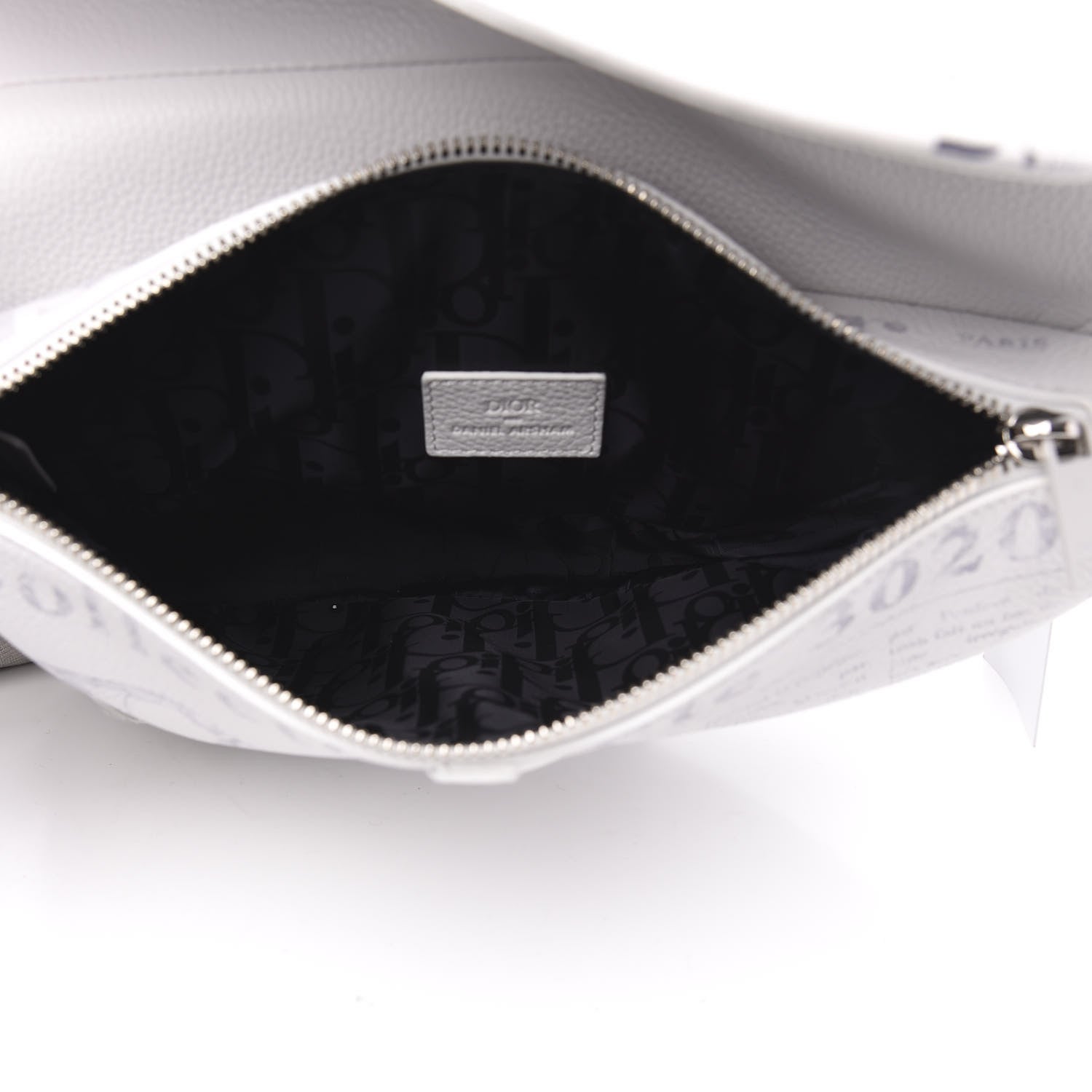 Christian Dior X DANIEL ARSHAM Grained Calfskin Newspaper Print Saddle Bag White 4 of 8