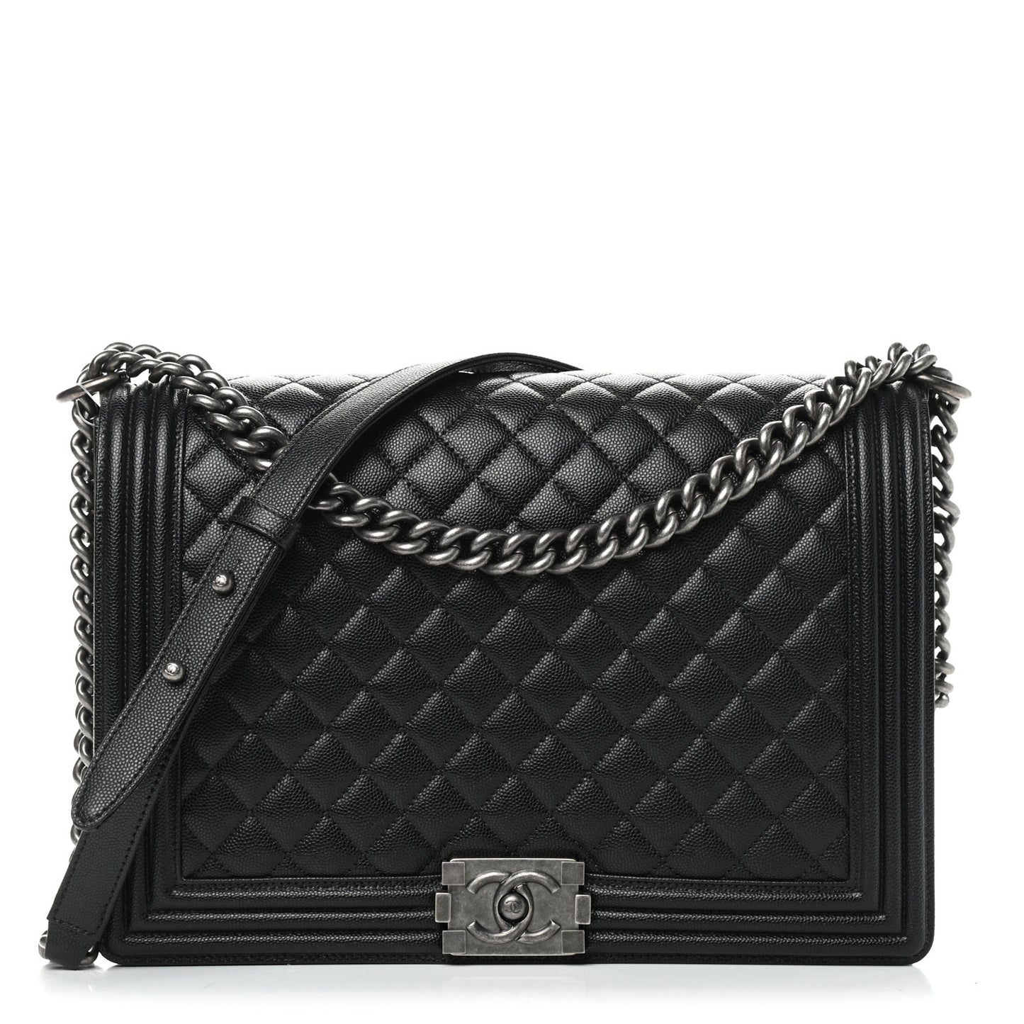 Caviar Quilted Large Boy Flap Black