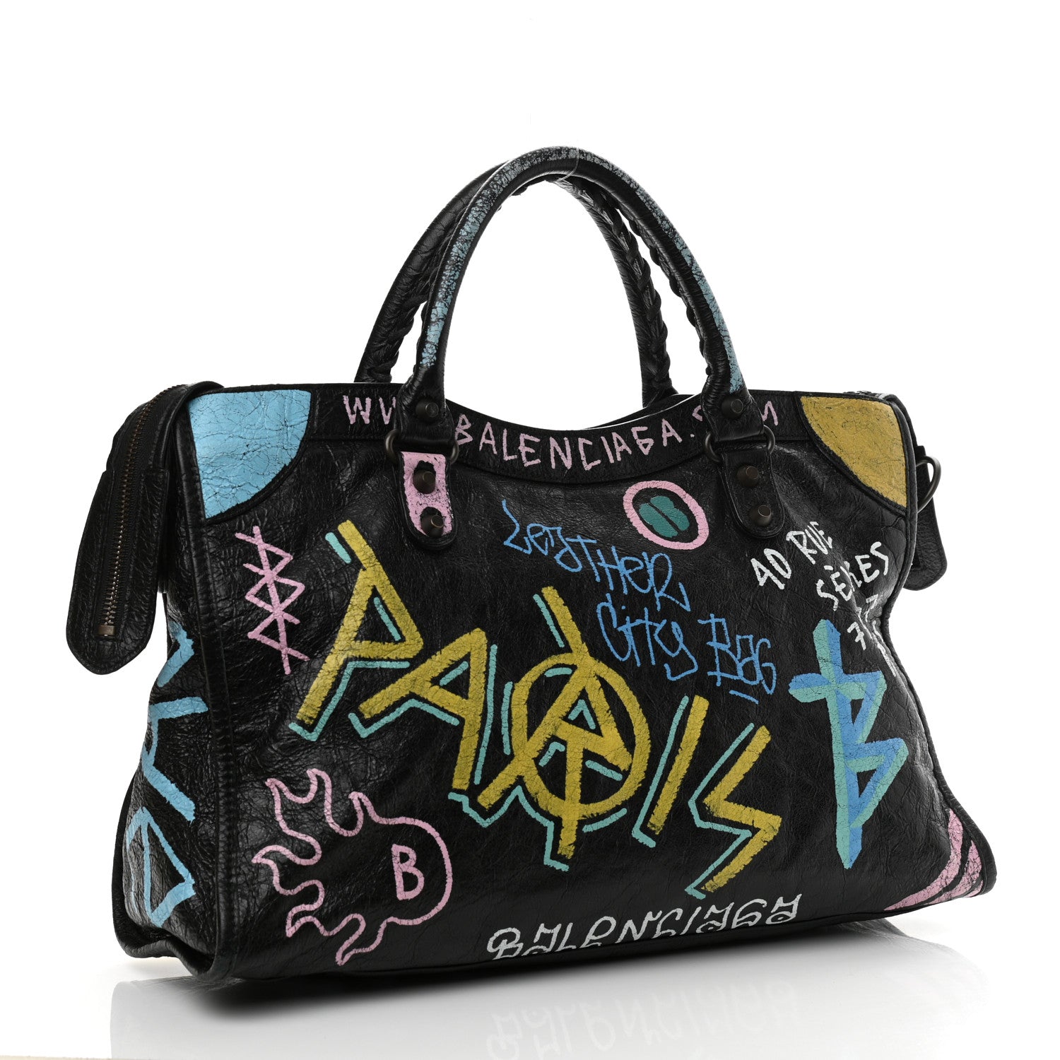 Balenciaga Agneau Graffiti All Over Classic Hardware City Black Multicolor 3 of 10