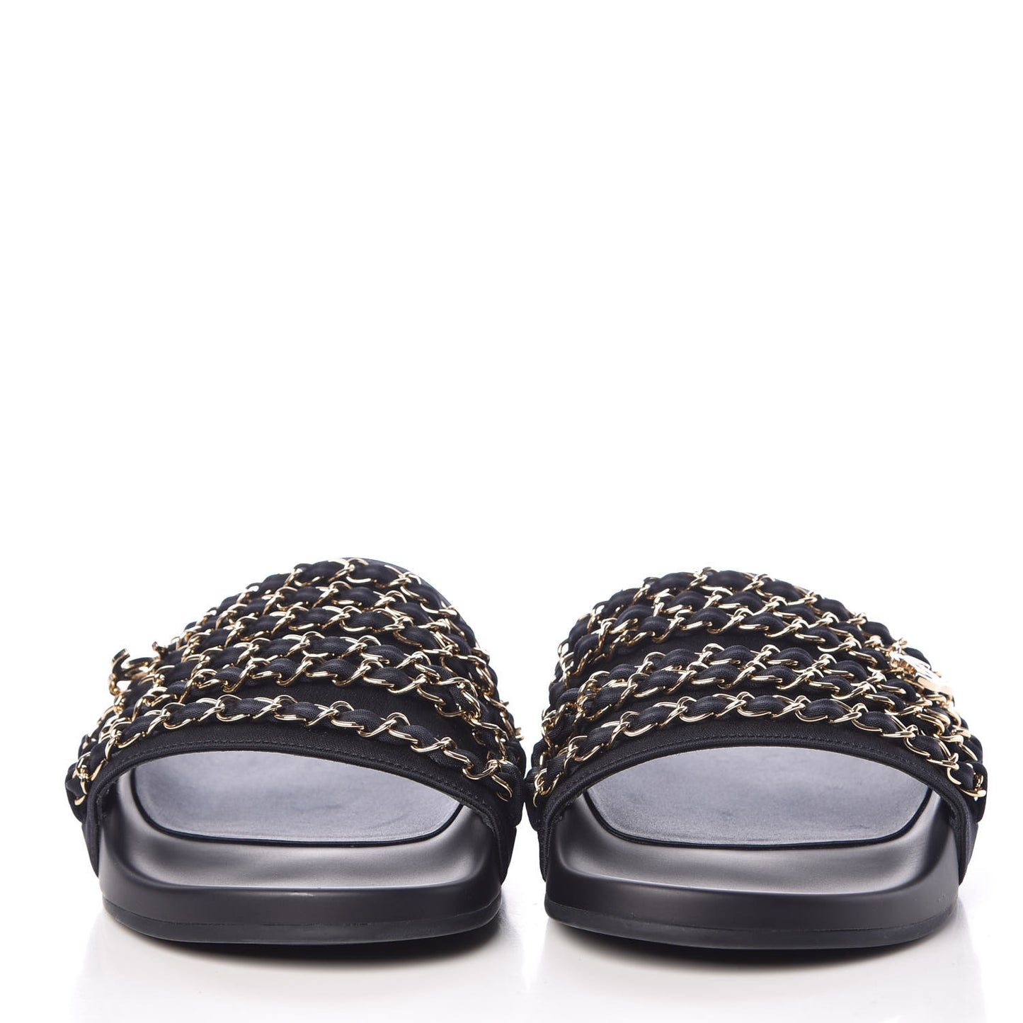 Canvas Chain Flat Sandals 40 Marine