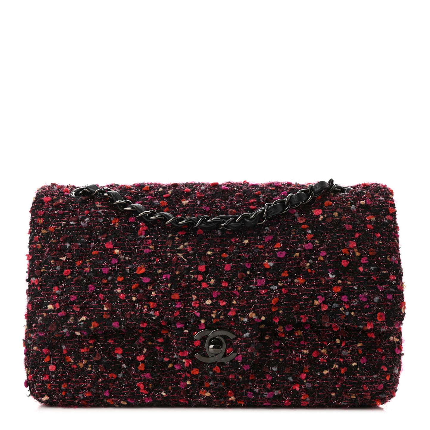 Tweed Quilted Medium Double Flap Multicolor