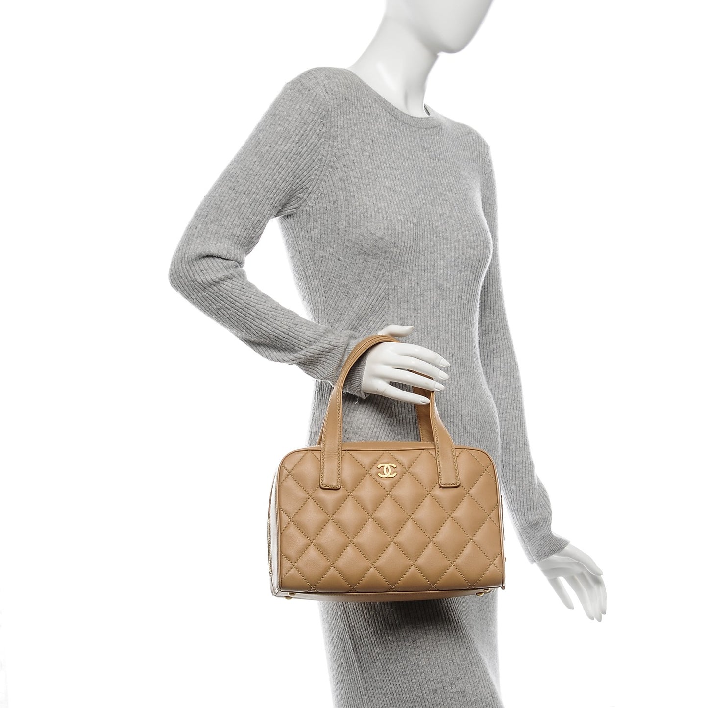 Lambskin Surpique Shoulder Bag Beige