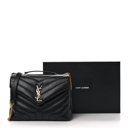 Saint Laurent Calfskin Y Quilted Monogram Small Loulou Chain Satchel Black 10 of 10