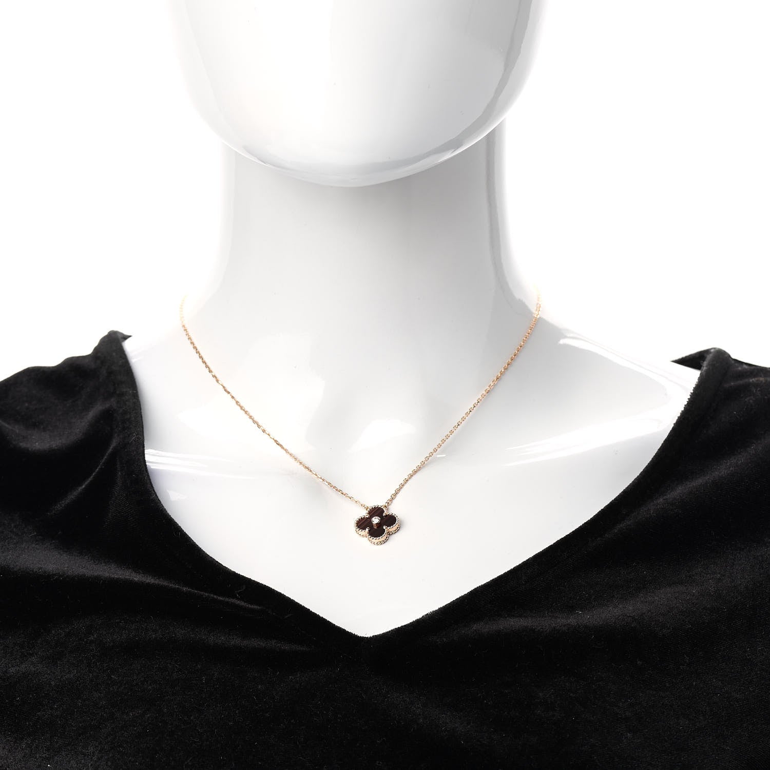 Van Cleef & Arpels 18K Rose Gold Diamond Bulls Eye Vintage Alhambra Pendant Necklace 2 of 7