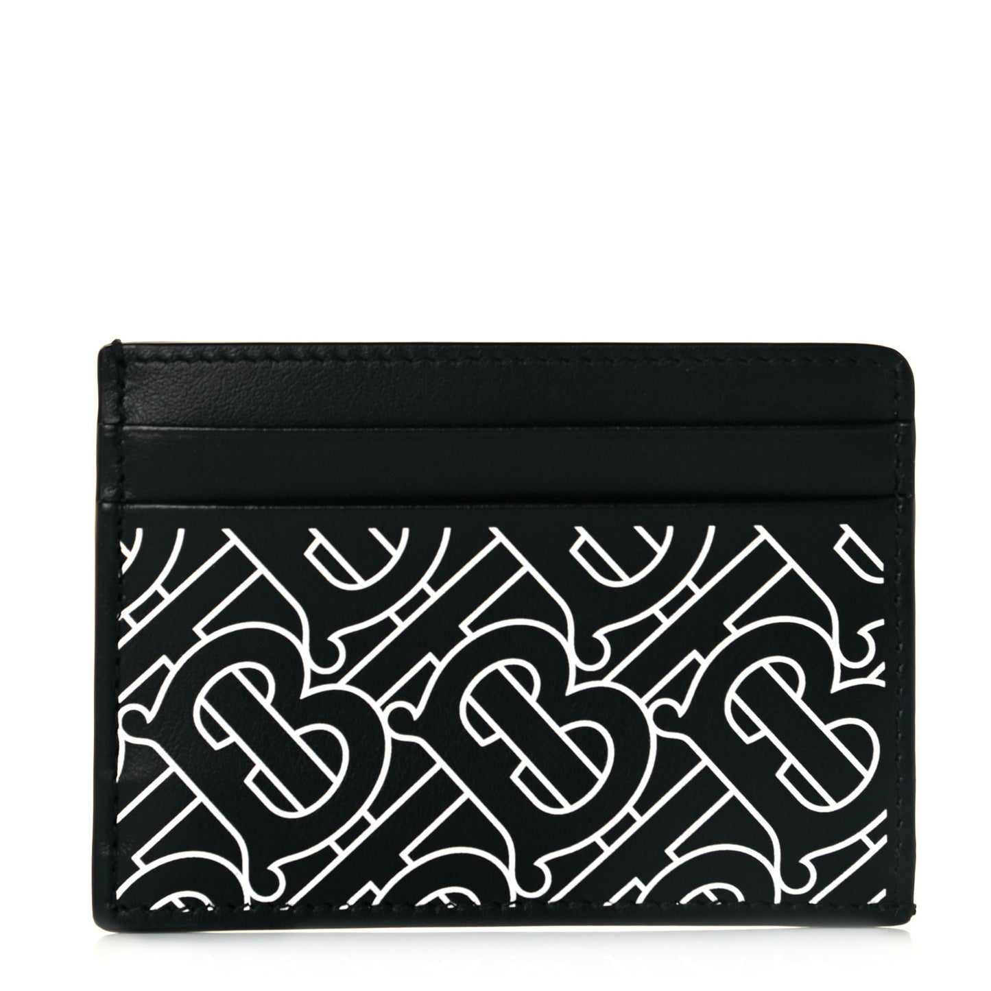 Calfskin Embossed Monogram Card Case Black White
