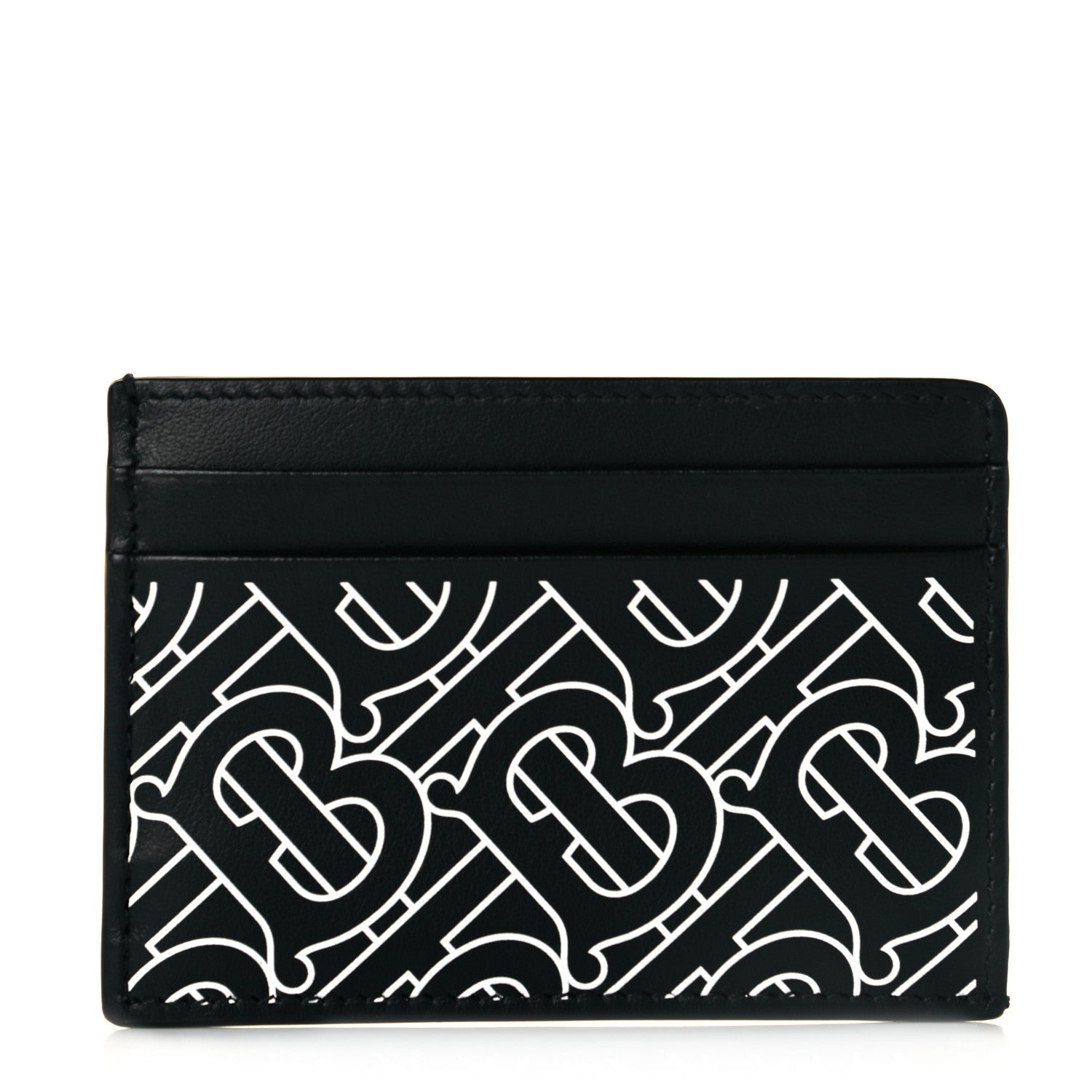 Burberry Calfskin Embossed Monogram Card Case Black White 1 of 7