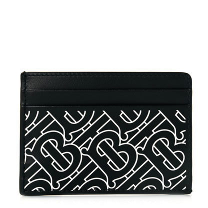 Burberry Calfskin Embossed Monogram Card Case Black White 1 of 7