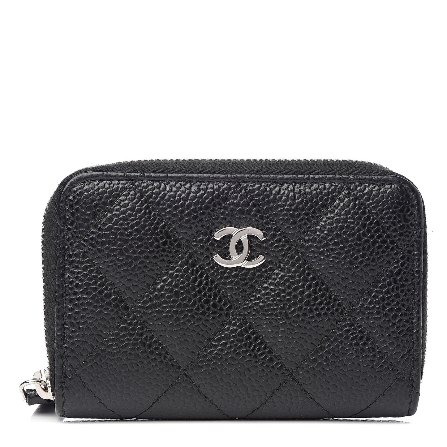 Caviar Quilted Zip Coin Purse Black