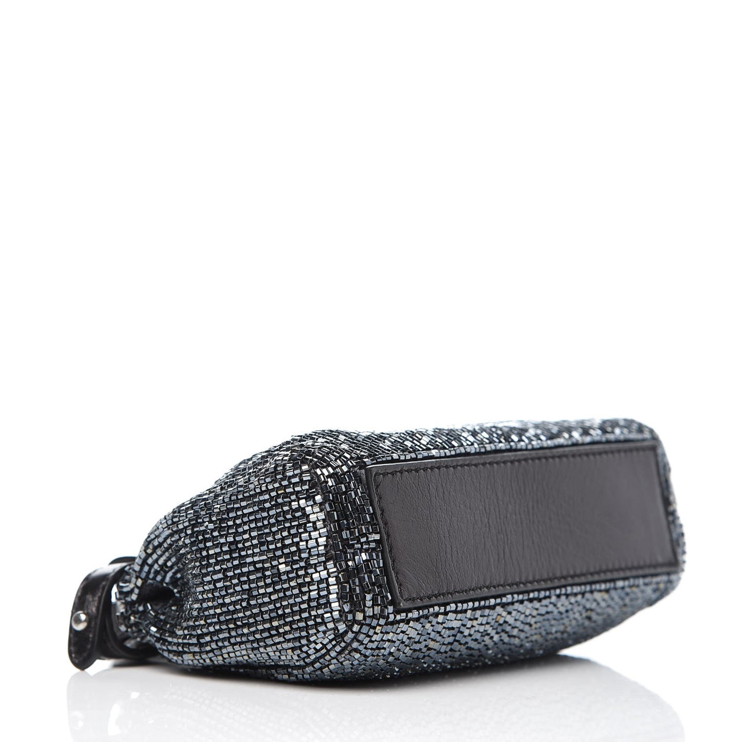 Laminated Goatskin Beaded Micro Peekaboo Iconic Satchel Canna di Fucile Black