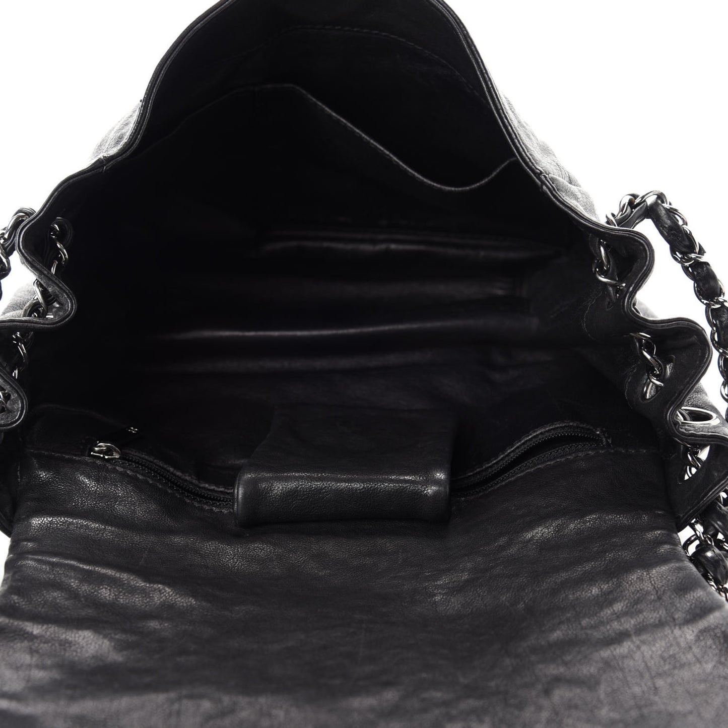 Metallic Goatskin Luxe Ligne Flap Black