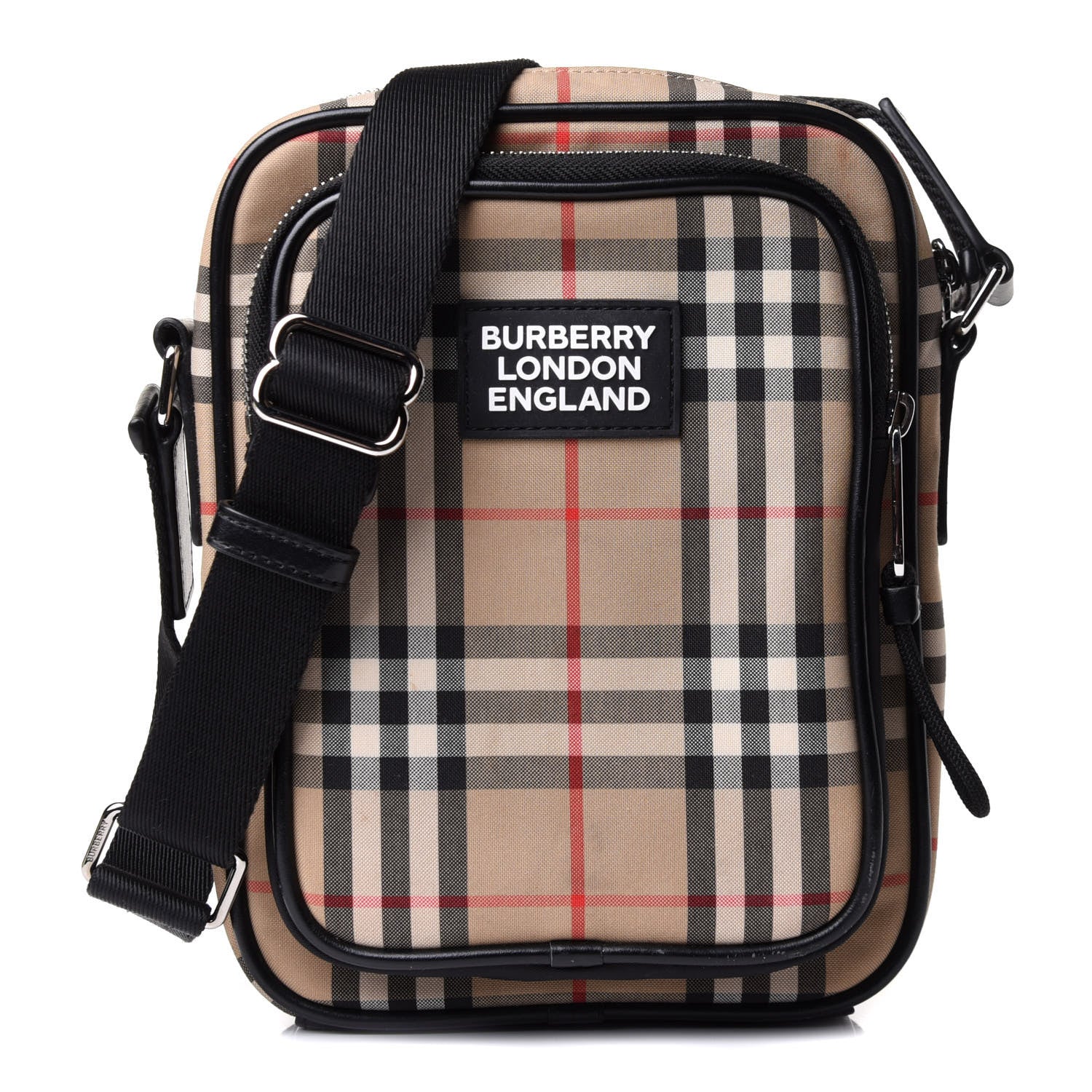 Burberry Canvas Calfskin Vintage Check Freddie Crossbody Bag Archive Beige 1 of 12