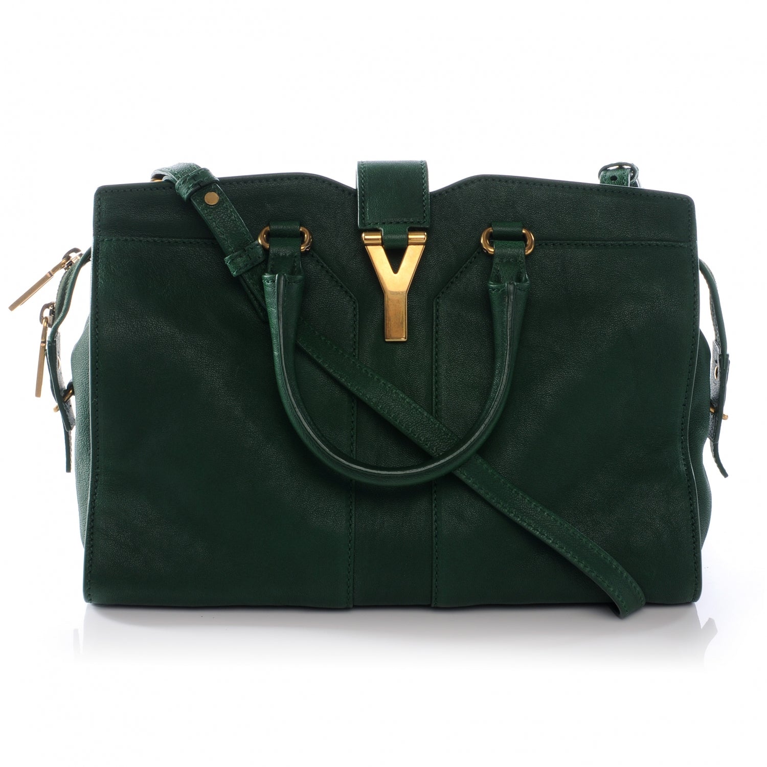Saint Laurent Leather Mini Cabas Chyc Green 1 of 7