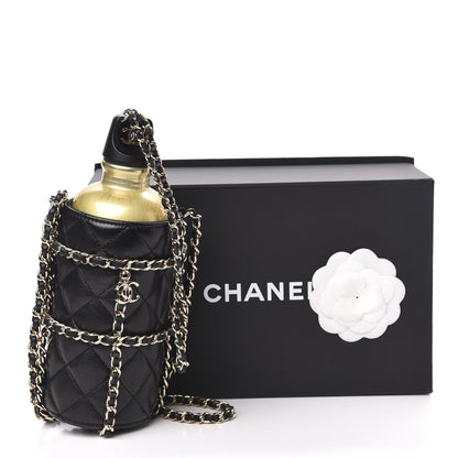 Chanel Lambskin Quilted CC To Drink Water Bottle Black Gold 8 of 8