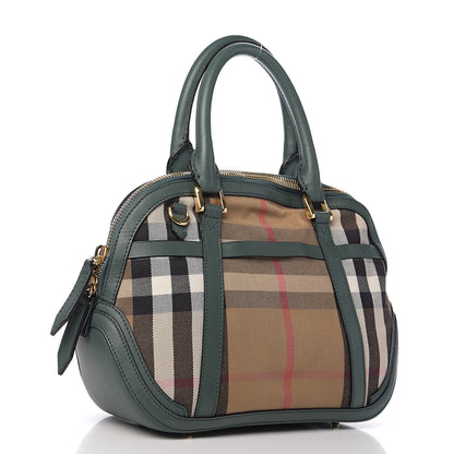 Burberry Bridle Calfskin House Check Small Orchard Bowling Bag Green 2 of 12