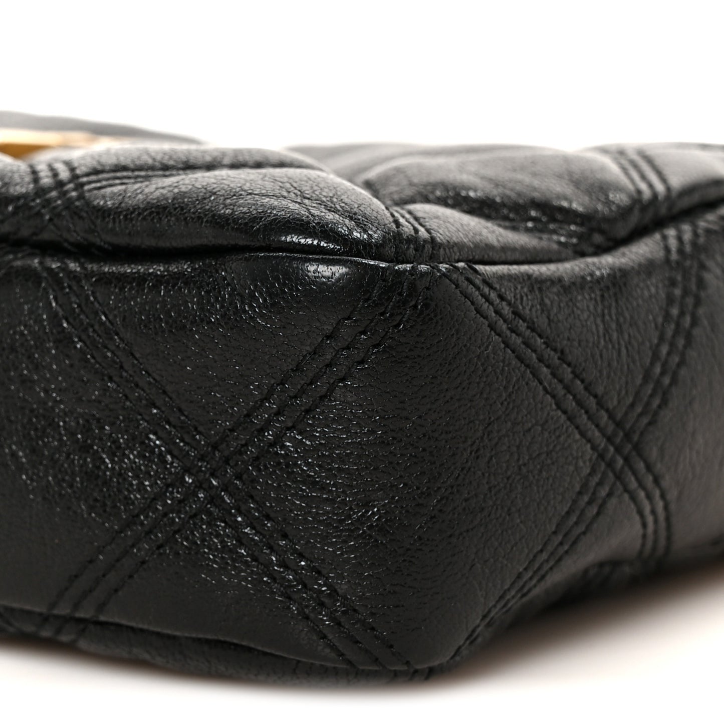 Grained Lambskin Quilted Mini Becky Double Zip Bag Black