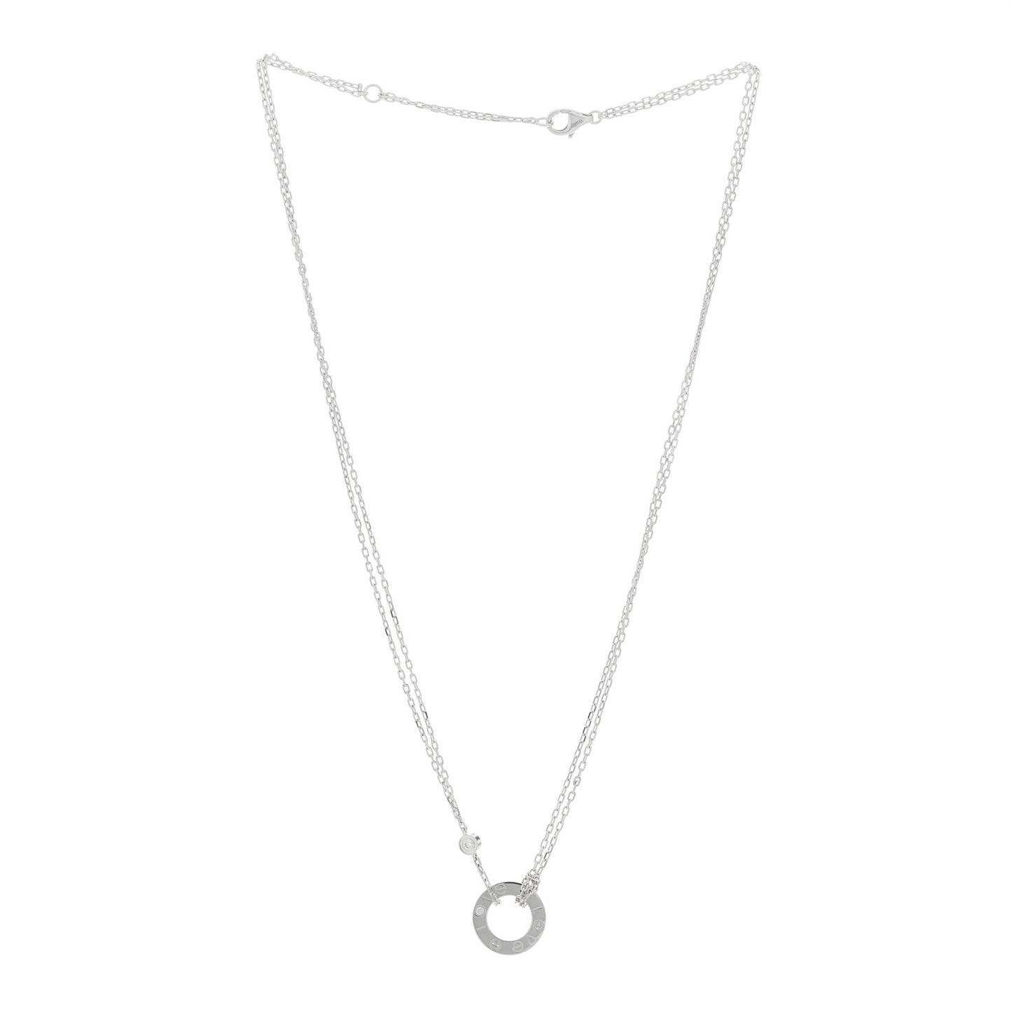 18K White Gold 2 Diamond LOVE Necklace