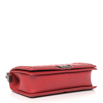 Chanel Calfskin Quilted New Medium Boy Top Handle Flap Red 3 of 14