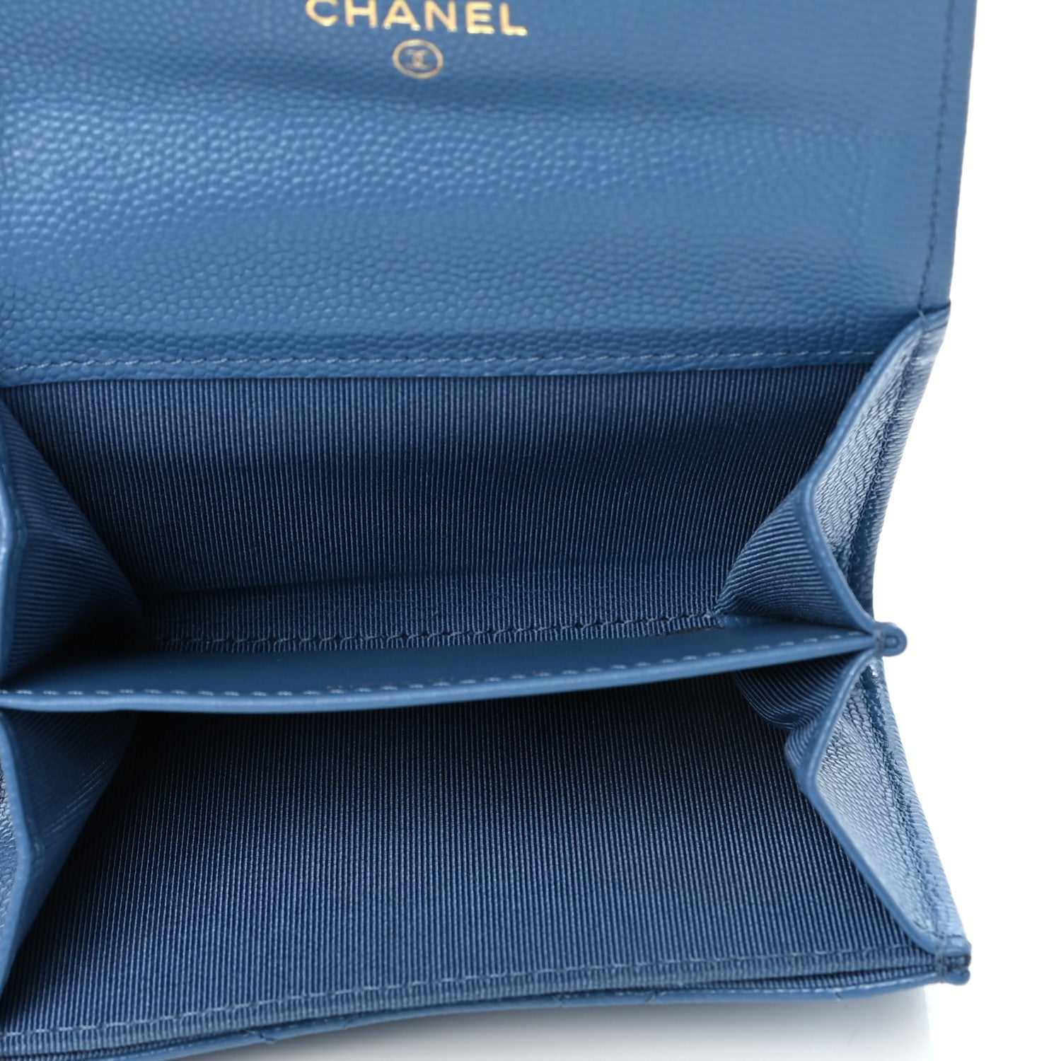 Chanel Caviar Quilted Flap Card Holder Chain Wristlet Blue 4 of 6