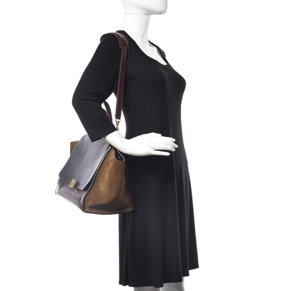 Celine Smooth Calfskin Suede Medium Tri-Color Trapeze Burgundy 2 of 16