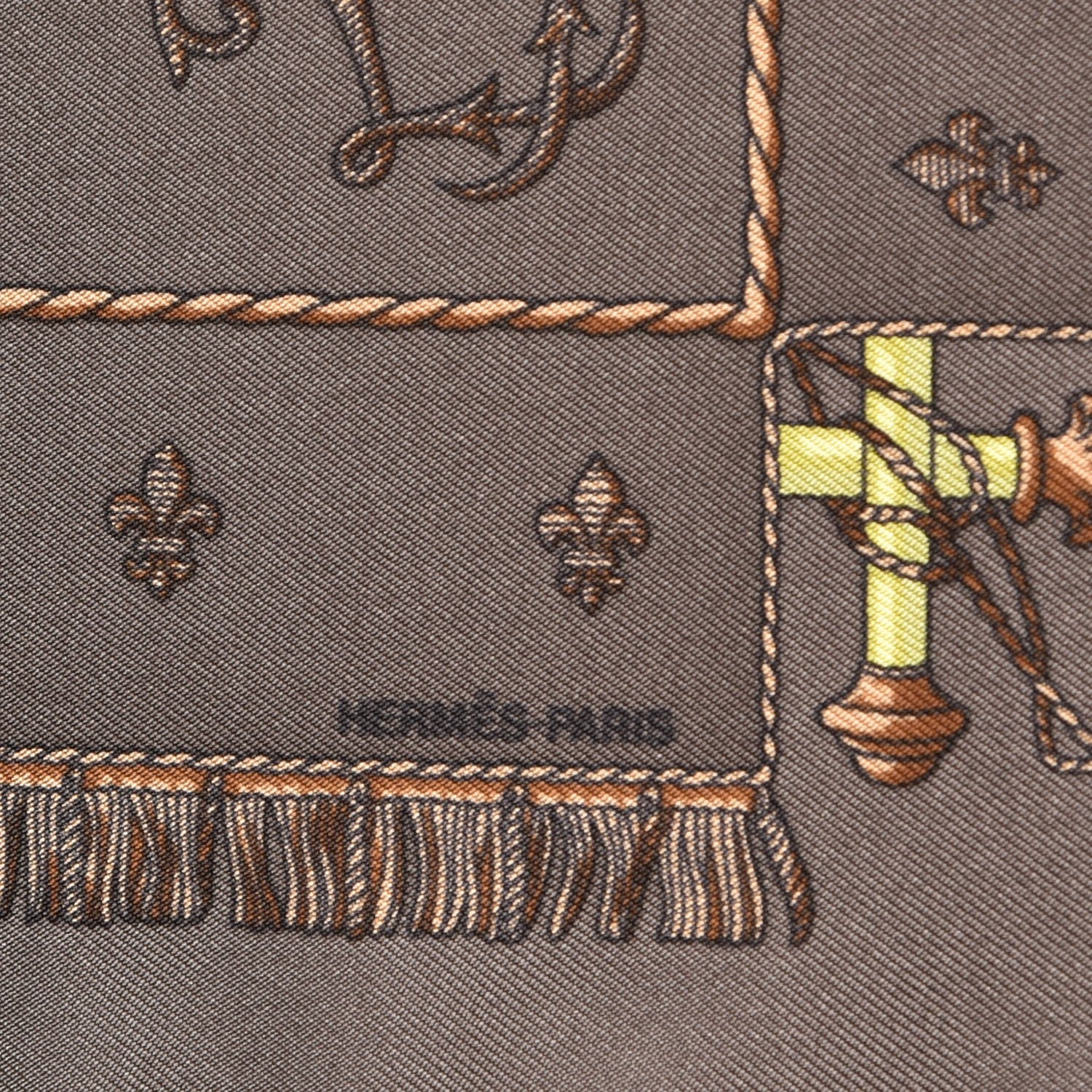 Hermes Silk La Reale Pocket Square Scarf Chocolat Absinthe Noisette 3 of 4