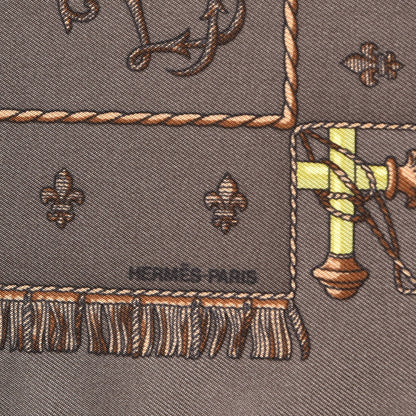Hermes Silk La Reale Pocket Square Scarf Chocolat Absinthe Noisette 3 of 4