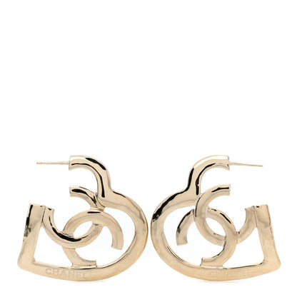 Chanel Metal CC Heart Coco In Love Hoop Earrings Gold 1 of 5