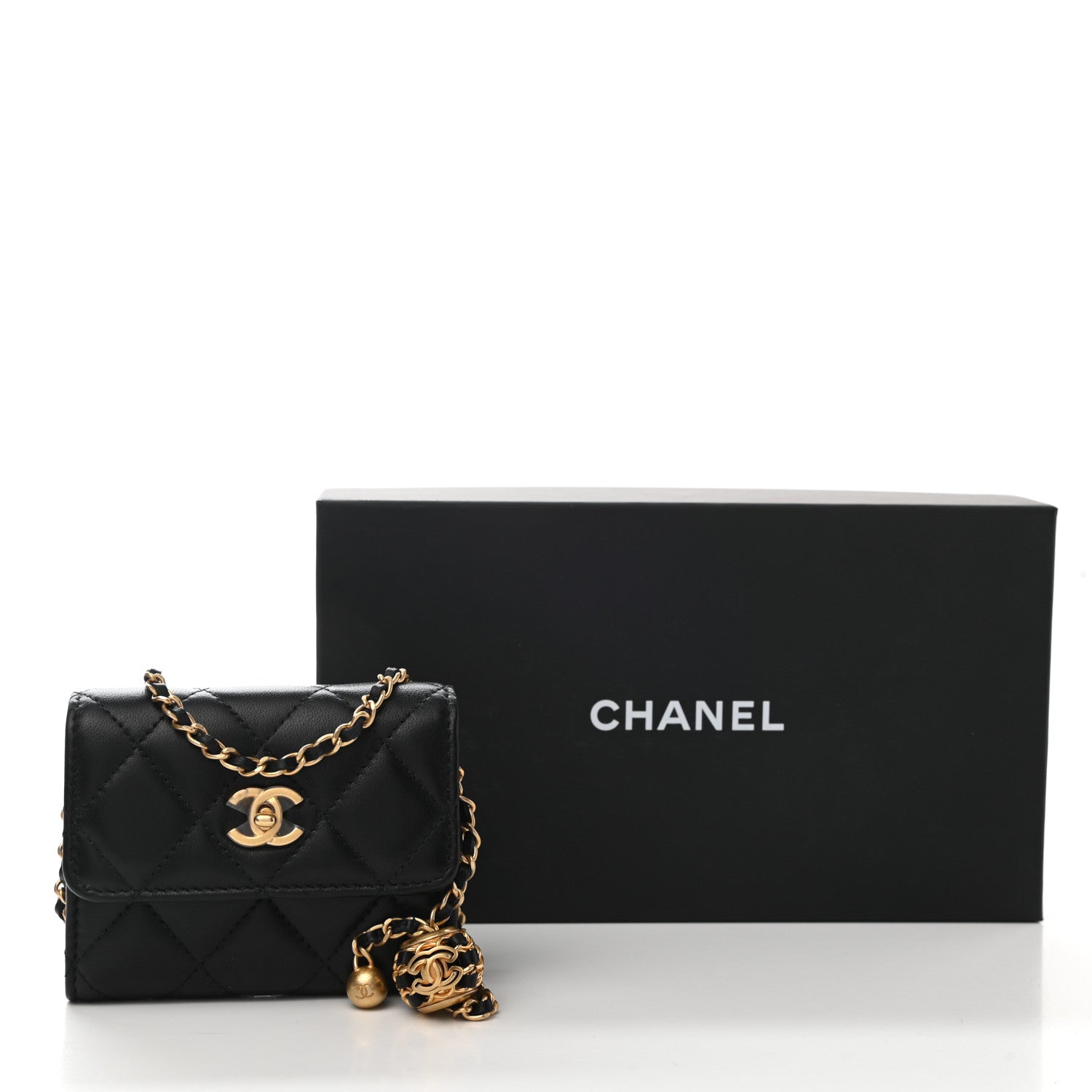 Chanel Lambskin Quilted Pearl Crush Clutch With Chain Black 8 of 8