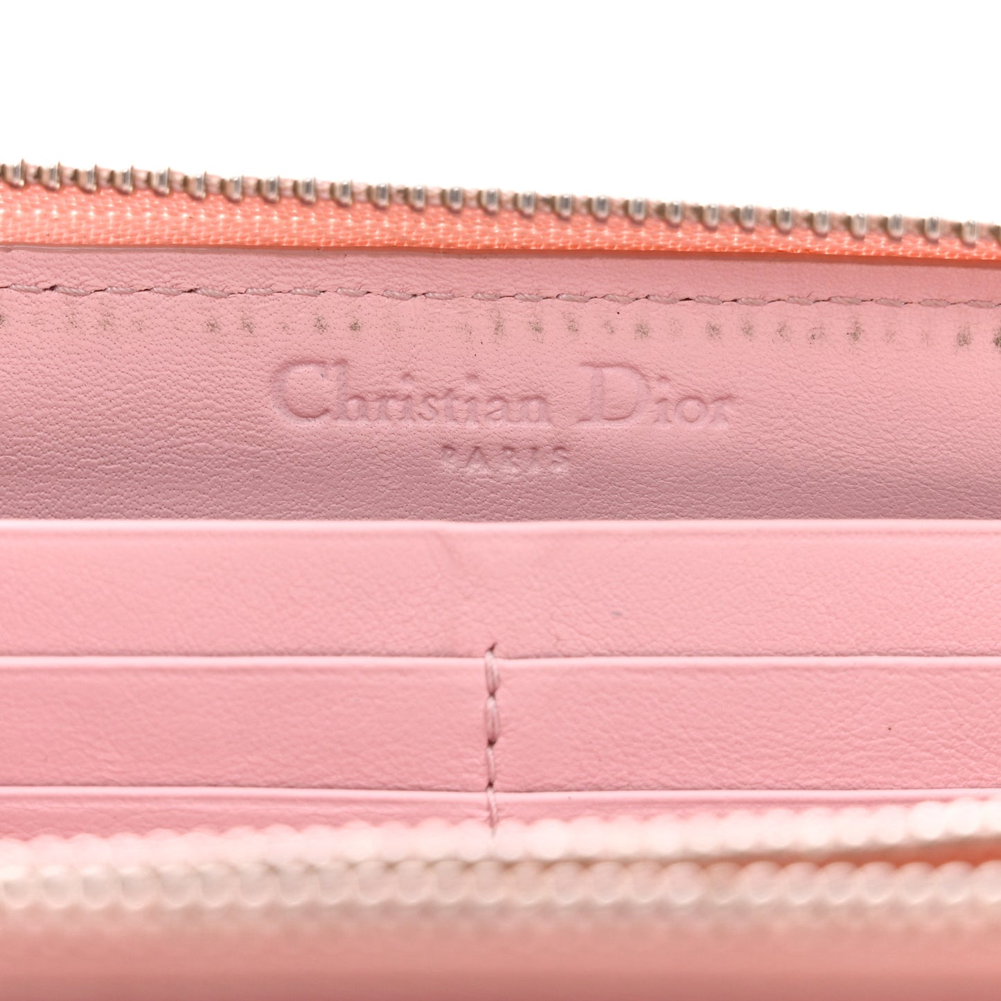 Patent Cannage Lady Dior Continental Zip Wallet Pink