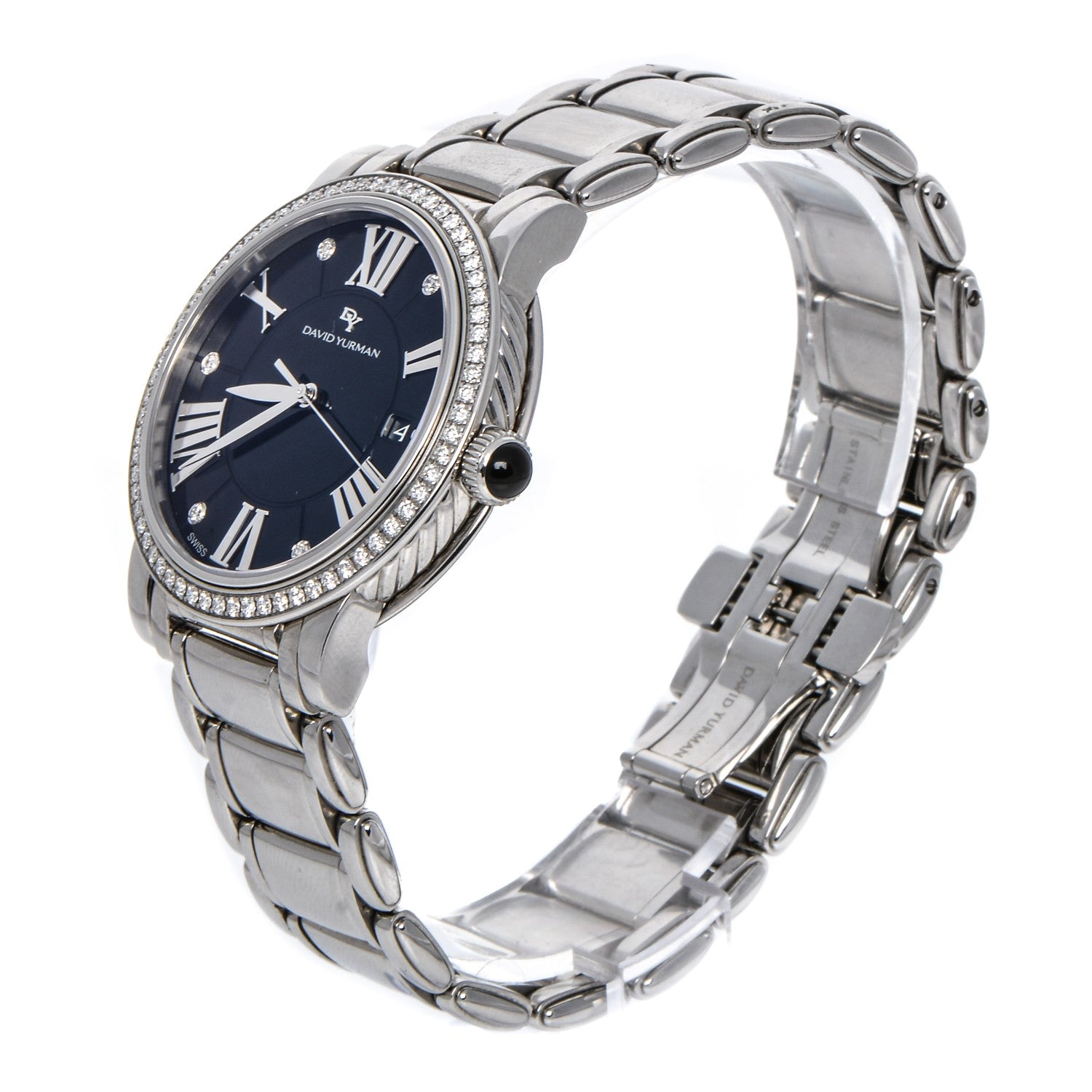 David Yurman Stainless Steel Diamond Bezel 38mm Classic Quartz Watch Black 3 of 8