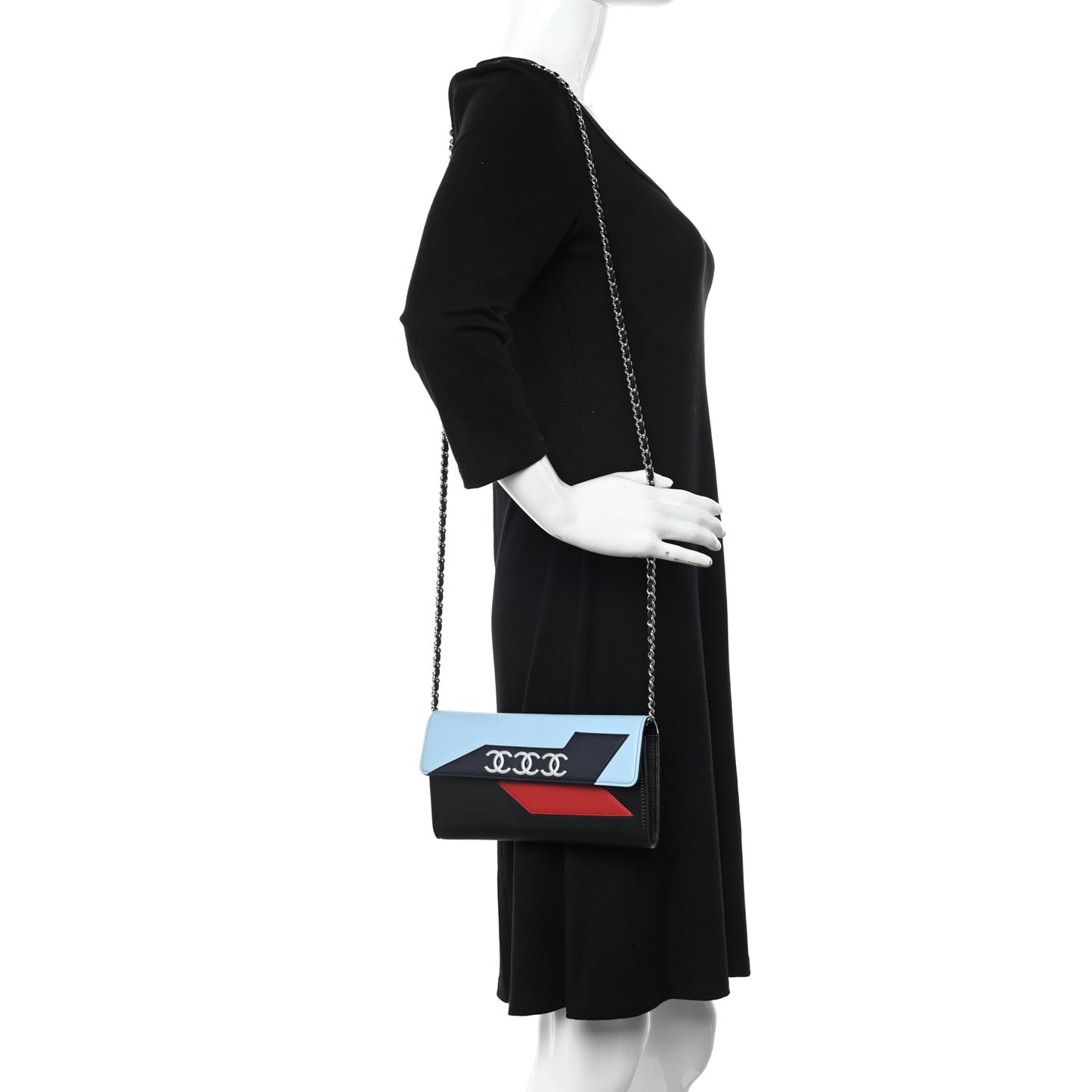 Lambskin Airlines Wallet On Chain WOC Blue Black Red
