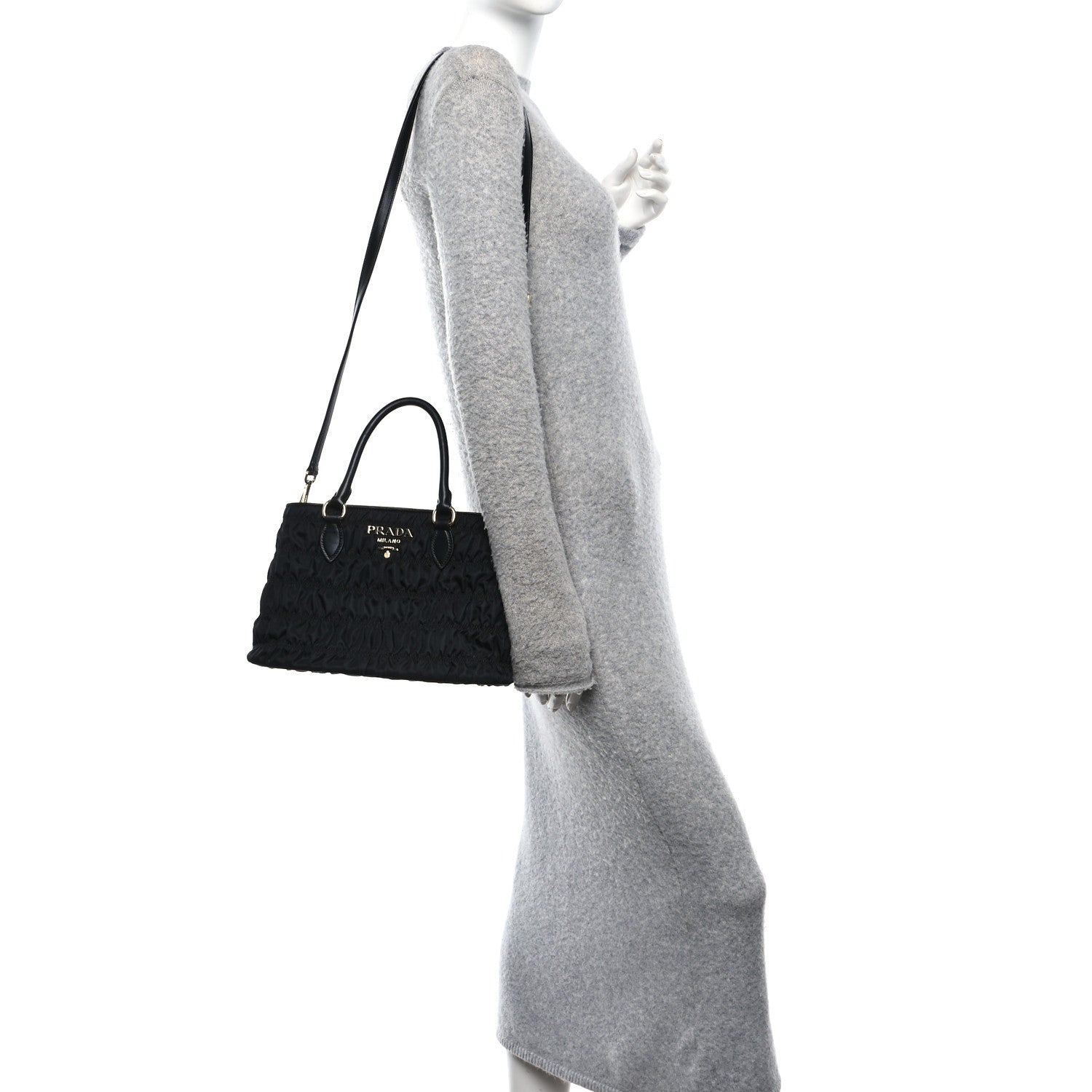 Prada Tessuto Nylon Gaufre Small Tote Black 2 of 11