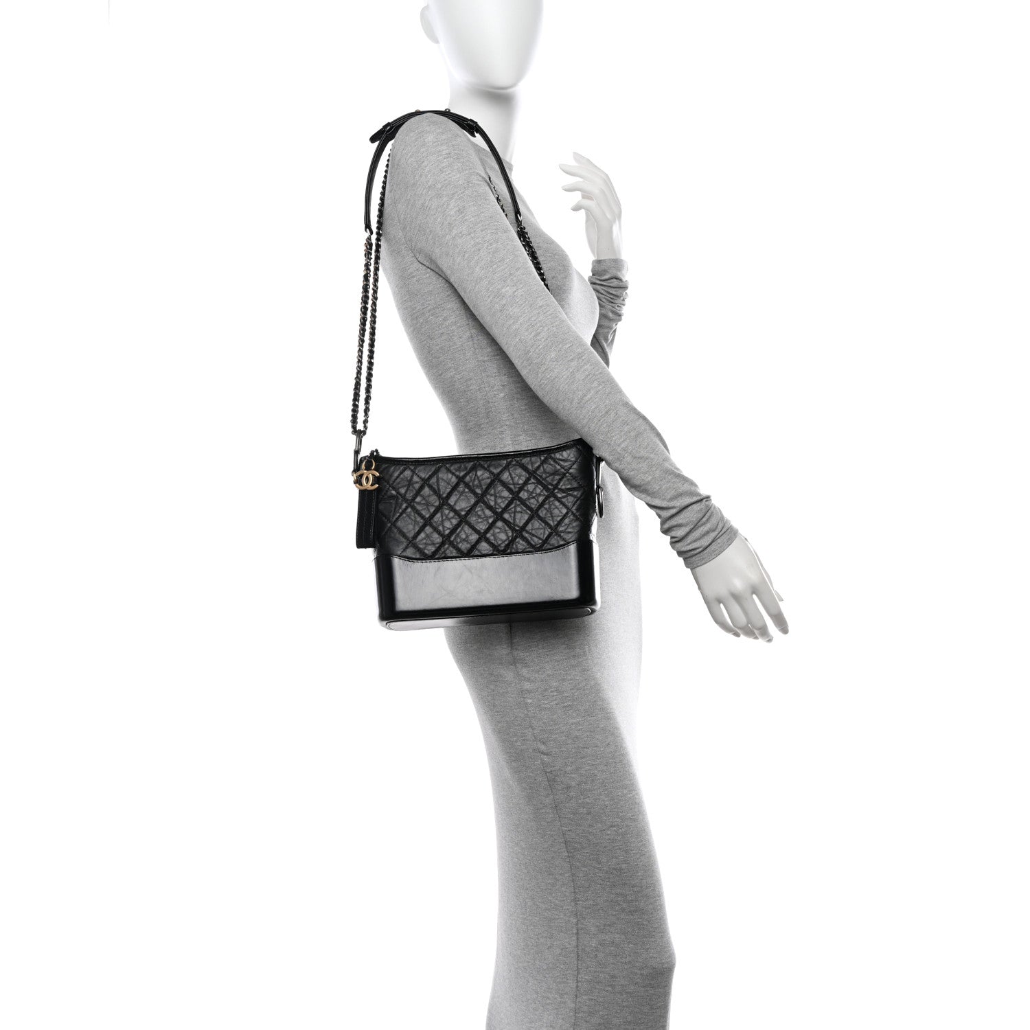 Chanel Aged Calfskin Quilted New Medium Gabrielle Hobo Black 2 of 13