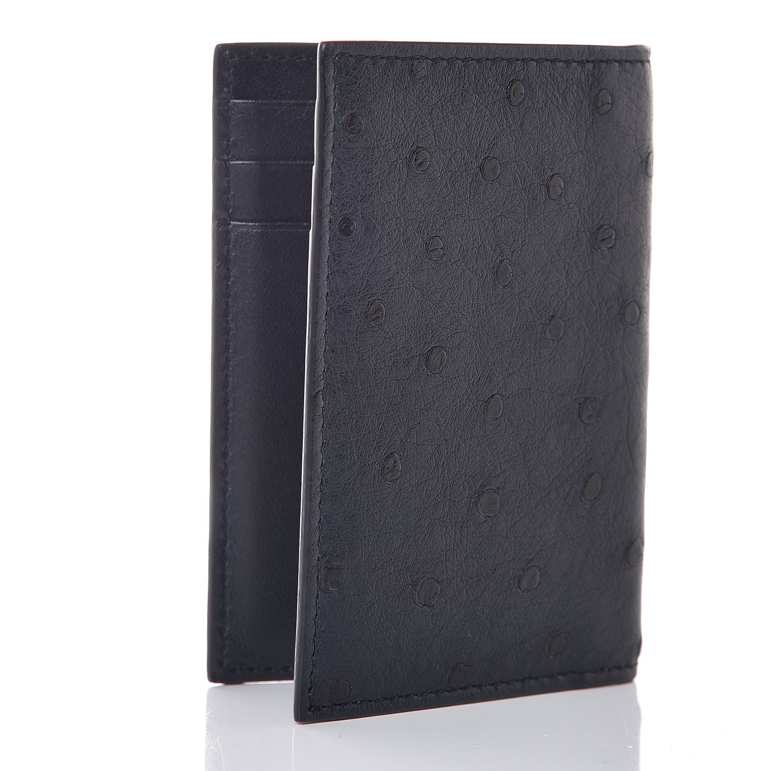 Prada Ostrich Card Holder Blue 3 of 9