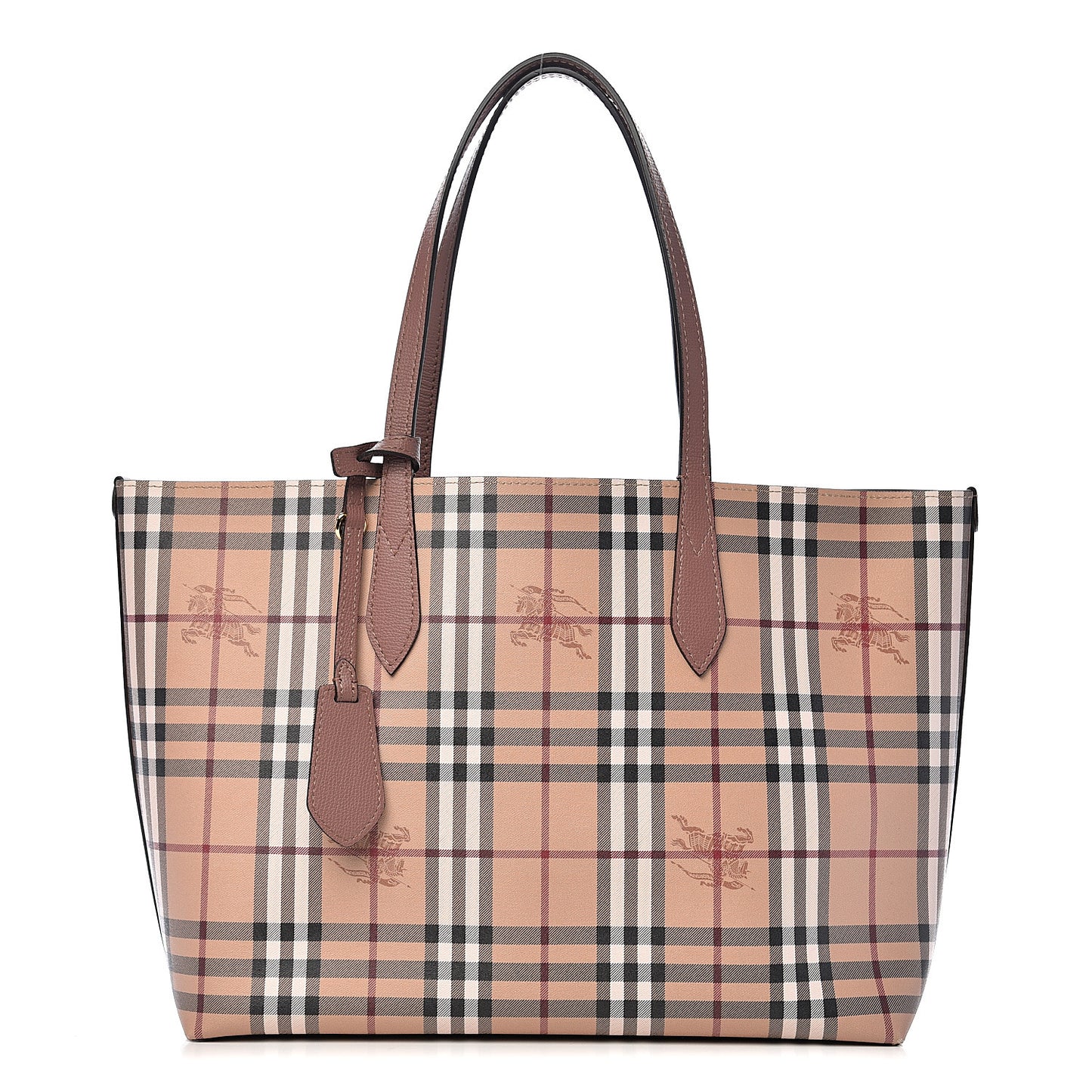 Grainy Calfskin Haymarket Check Medium Reversible Tote Light Elderberry