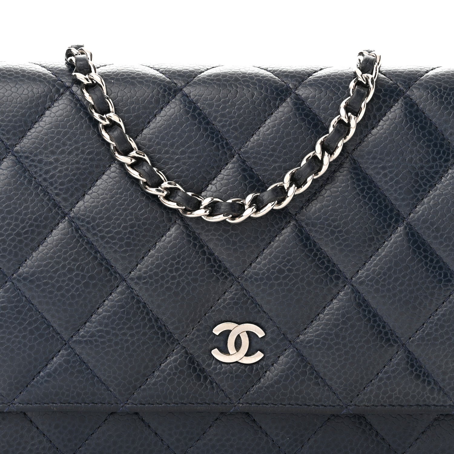 Chanel Caviar Quilted Wallet On Chain WOC Navy Blue 8 of 13