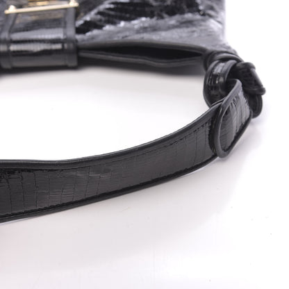 Jimmy Choo Snake Calfskin Embossed Rahmyn Hobo Bag Black 8 of 14