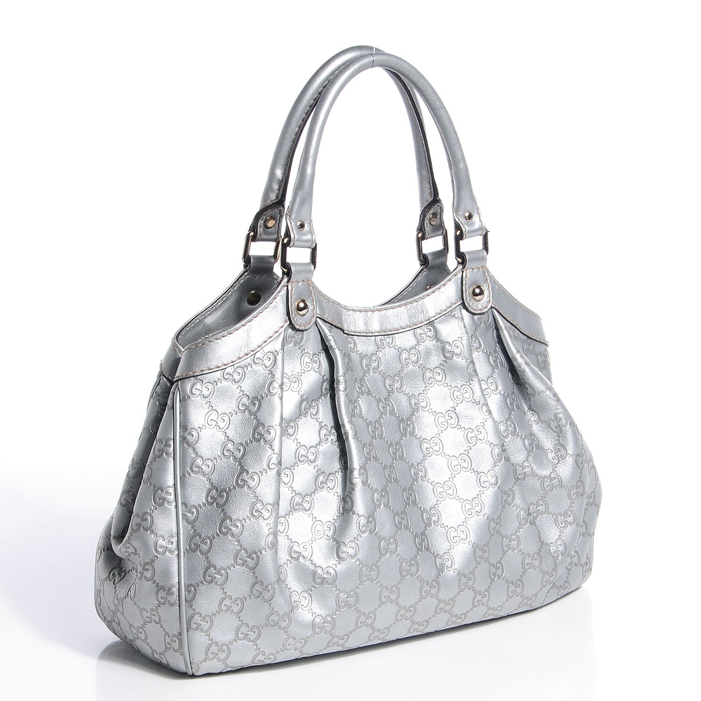 Guccissima Medium Sukey Tote Silver