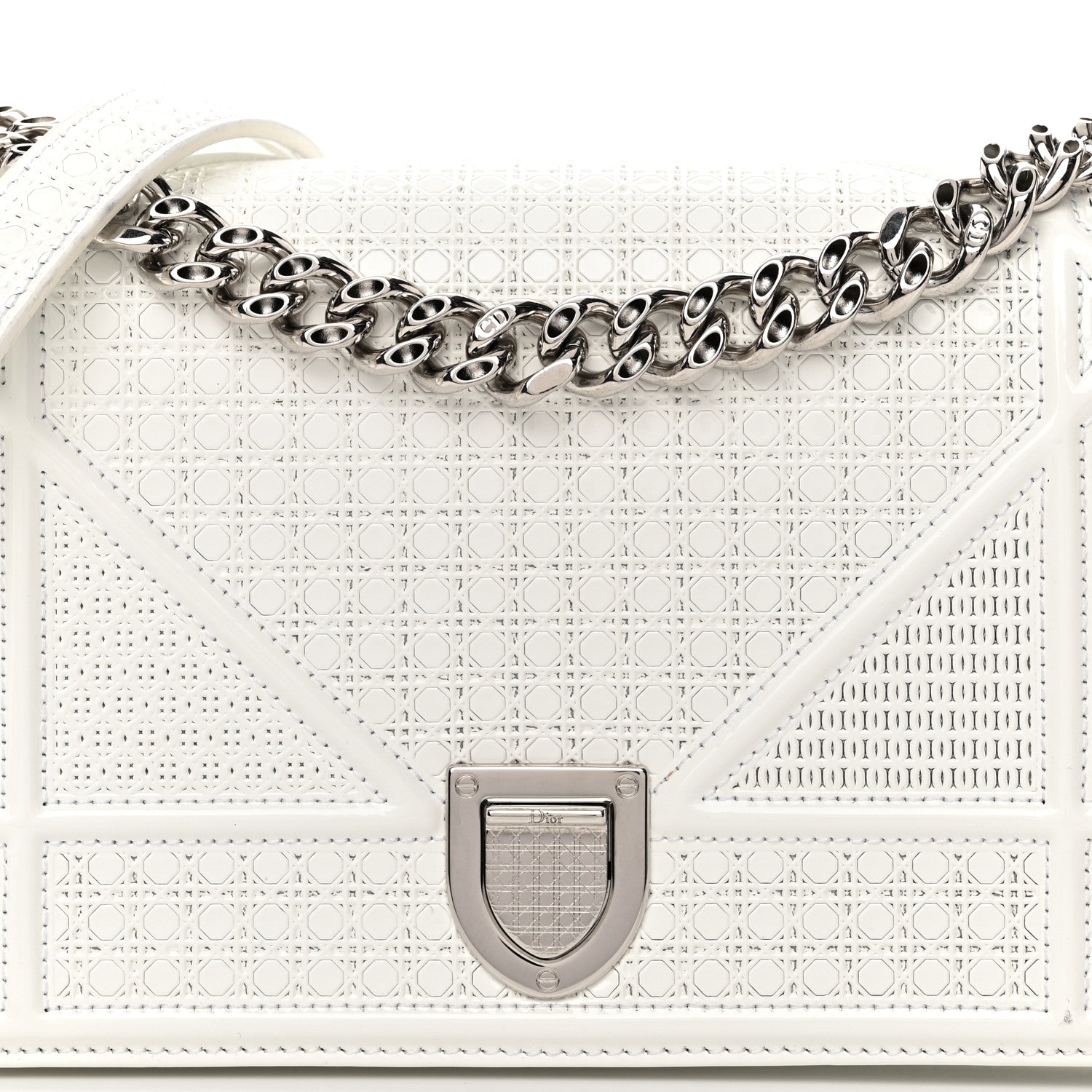 Christian Dior Patent Micro-Cannage Small Diorama Flap Bag White 8 of 18