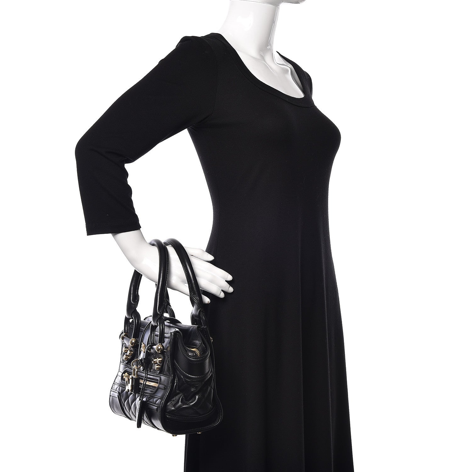 Burberry Calfskin Quilted Manor Tote Black 2 of 9