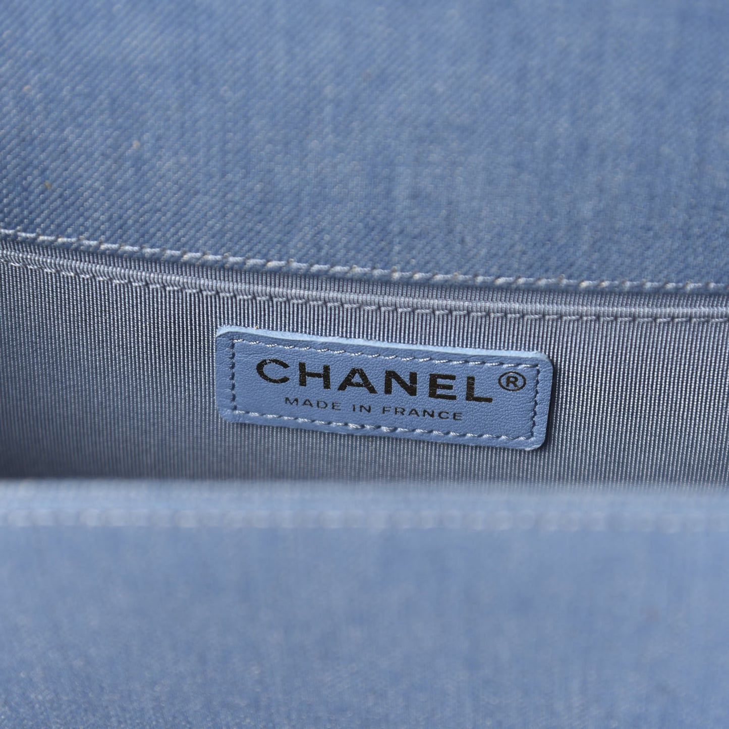 Denim Pleated Medium Boy Flap Light Blue