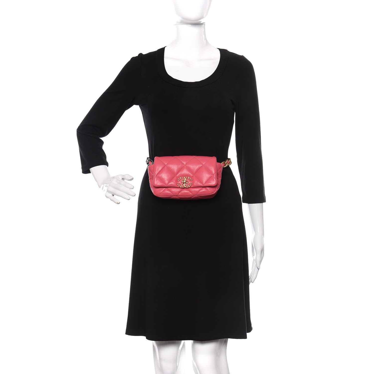 Chanel Lambskin Quilted 19 Waist Bag Pink 3 of 21