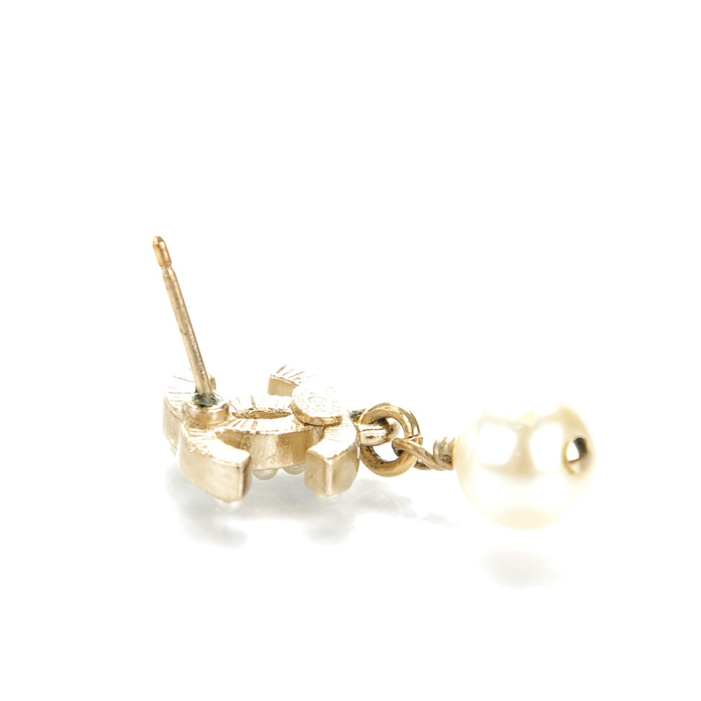 Pearl CC Drop Earrings Gold