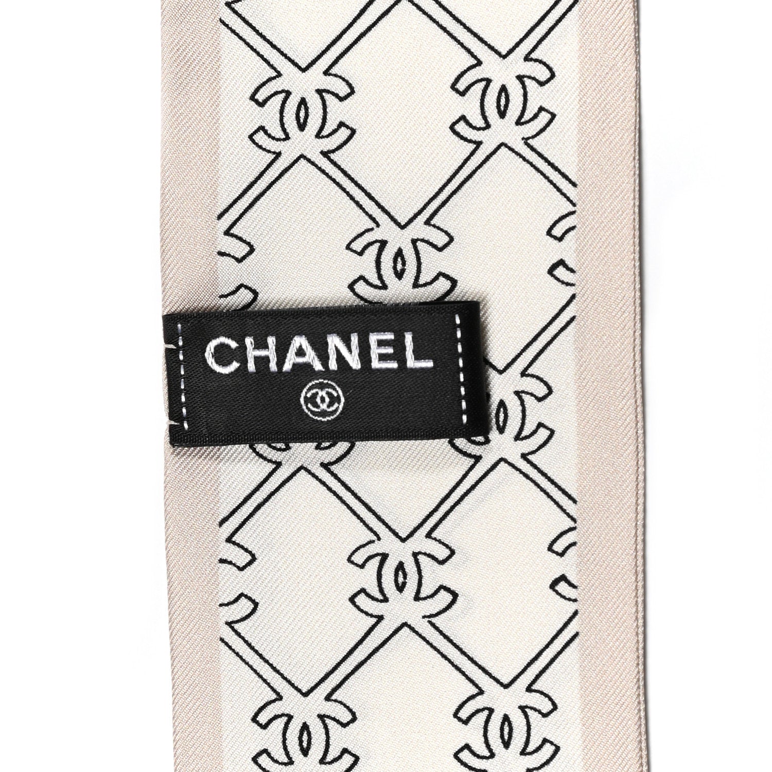 Chanel Silk CC Slim Bandeau Scarf Ecru Multicolor 3 of 3
